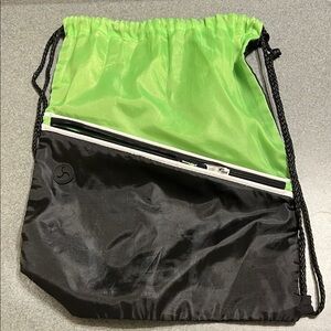 Green and Black Drawstring Bag